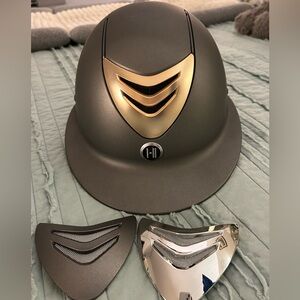 One K CCS Mips Wide Brim Helmet Long Oval Large Matte Grey w/ Rose Gold